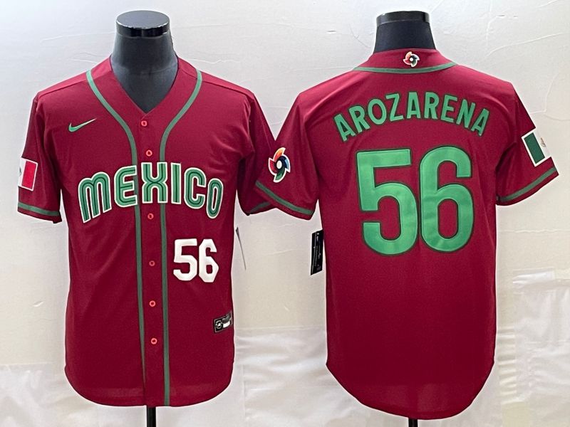 Men 2023 World Cub Mexico 56 Arozarena Red Nike MLB Jersey23